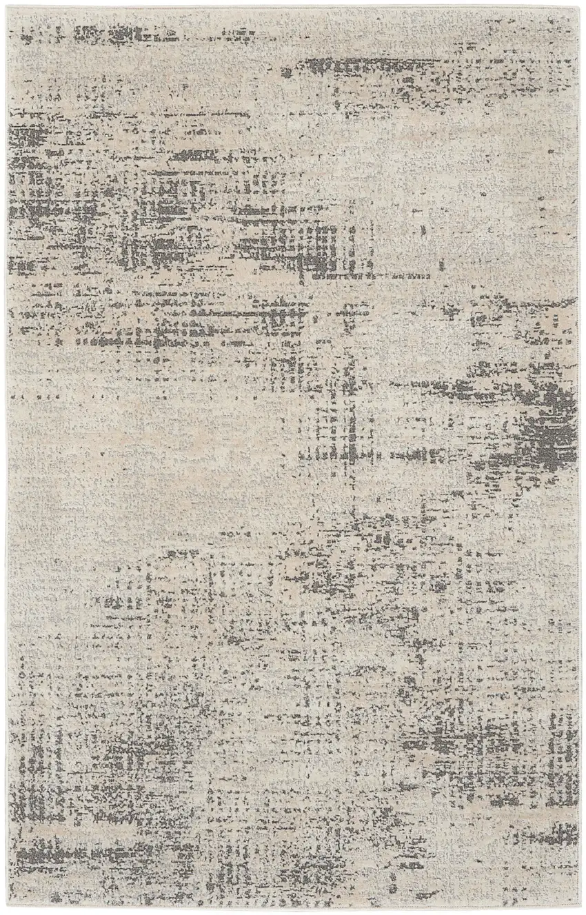 Ivory Abstract Power Loom Area Rug Photo 7