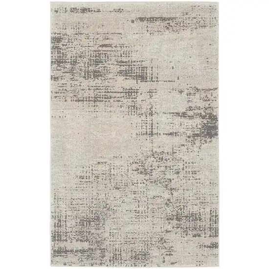 Ivory Abstract Power Loom Area Rug Photo 7