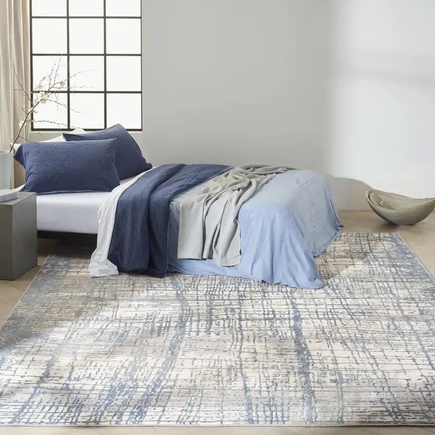 Ivory Abstract Power Loom Area Rug Photo 4