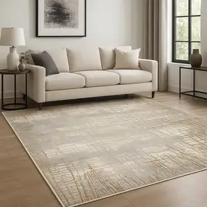 Photo of Ivory Abstract Power Loom Area Rug
