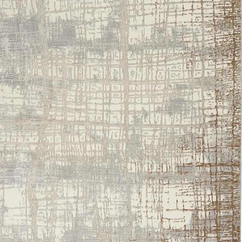 Ivory Abstract Power Loom Area Rug Photo 3