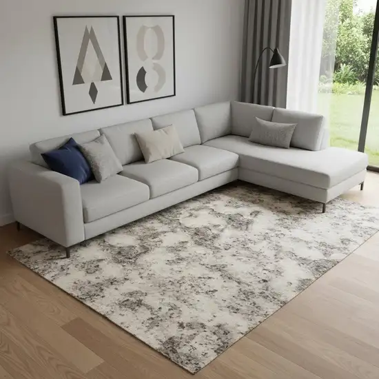 Ivory Abstract Power Loom Area Rug Photo 1