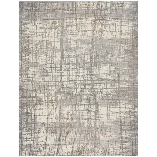 Ivory Abstract Power Loom Area Rug Photo 7