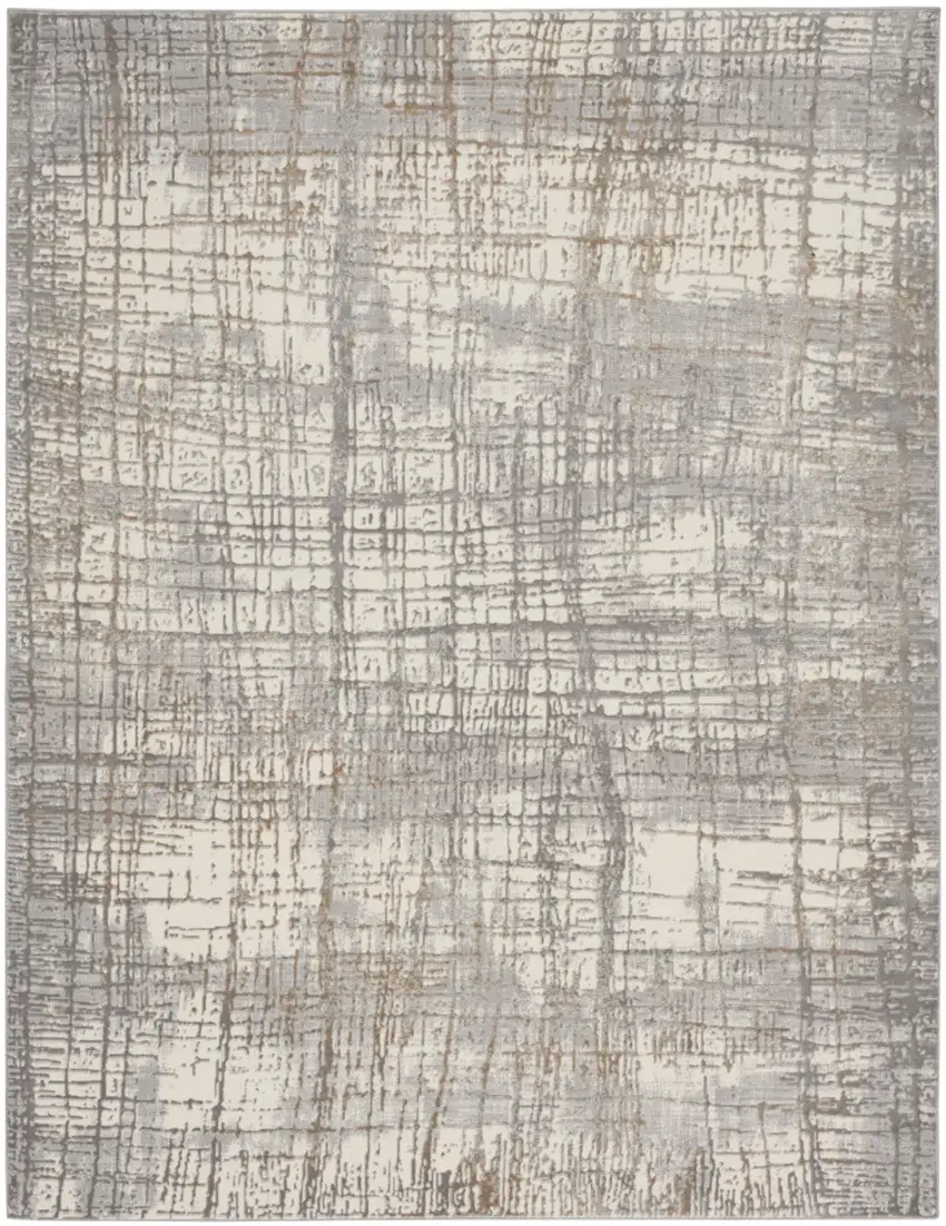 Ivory Abstract Power Loom Area Rug Photo 7