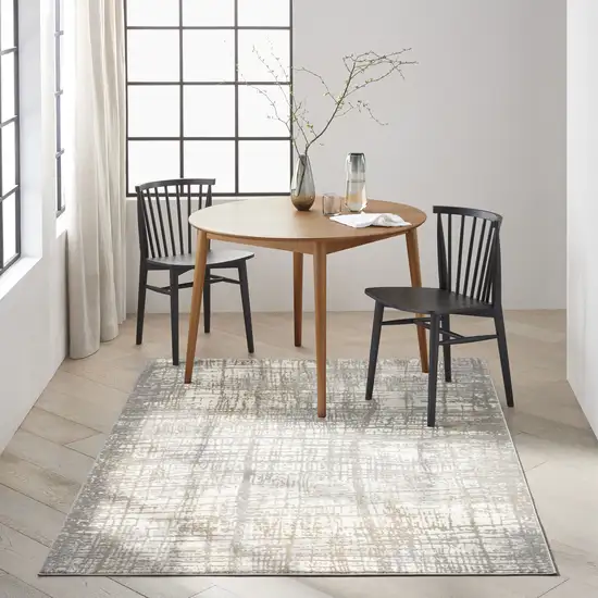 Ivory Abstract Power Loom Area Rug Photo 5