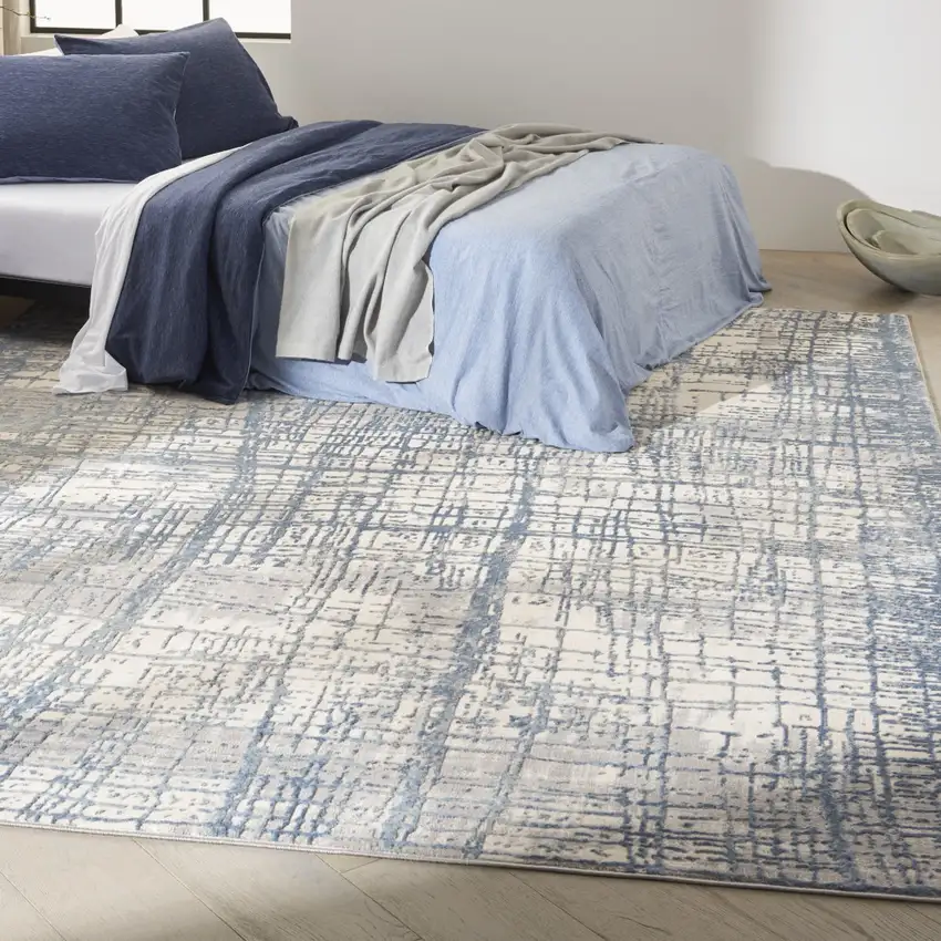 Ivory Abstract Power Loom Area Rug Photo 4