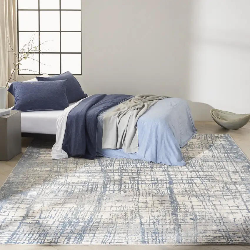 Ivory Abstract Power Loom Area Rug Photo 5