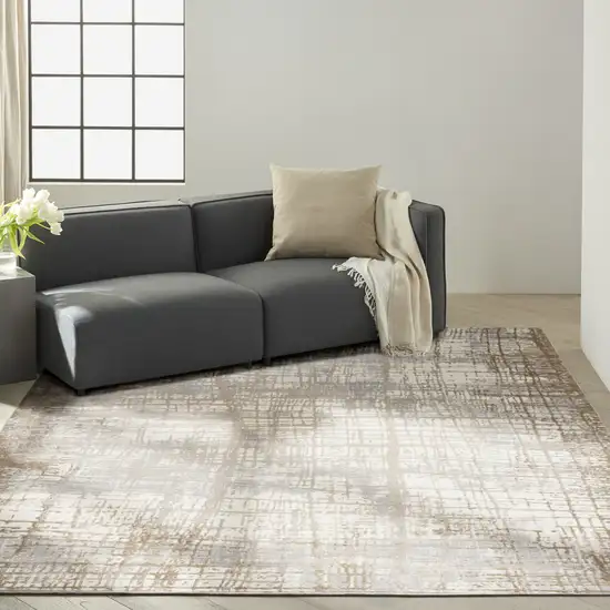 Ivory Abstract Power Loom Area Rug Photo 7