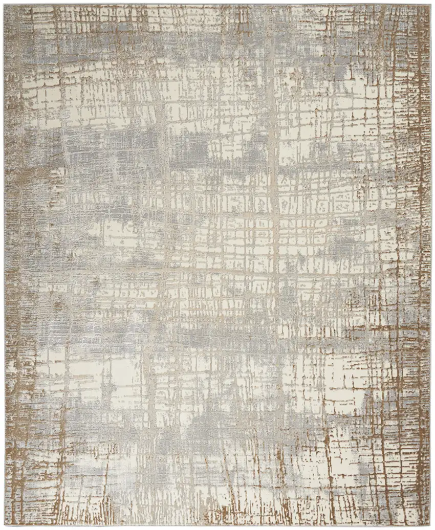 Ivory Abstract Power Loom Area Rug Photo 2