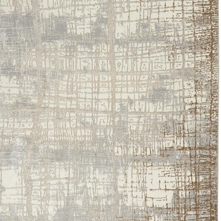 Ivory Abstract Power Loom Area Rug Photo 3