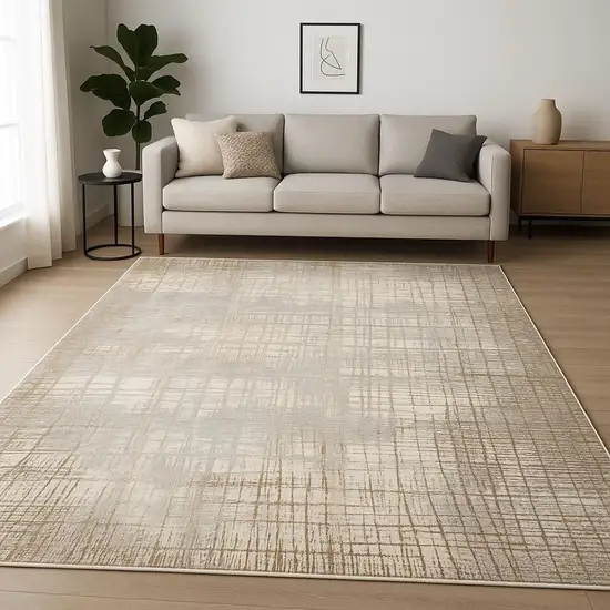 Ivory Abstract Power Loom Area Rug Photo 1