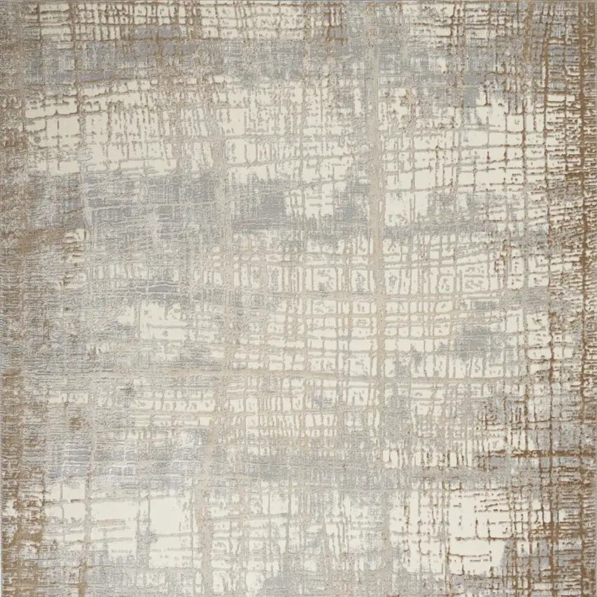 Ivory Abstract Power Loom Area Rug Photo 9