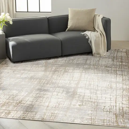 Ivory Abstract Power Loom Area Rug Photo 5