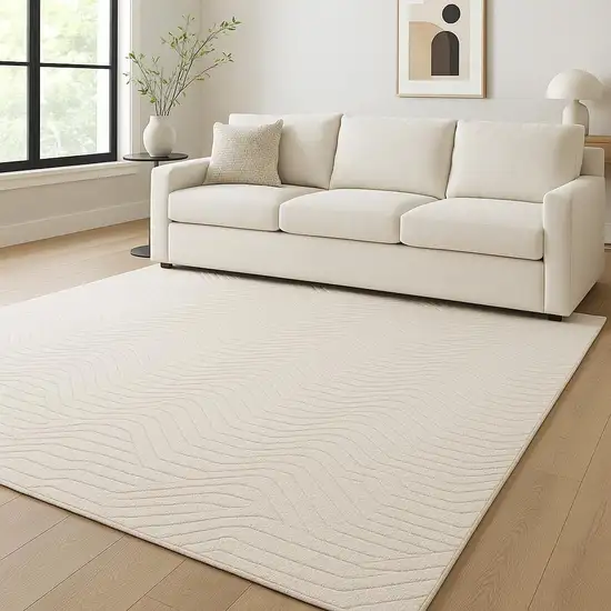 Ivory Abstract Power Loom Area Rug Photo 1