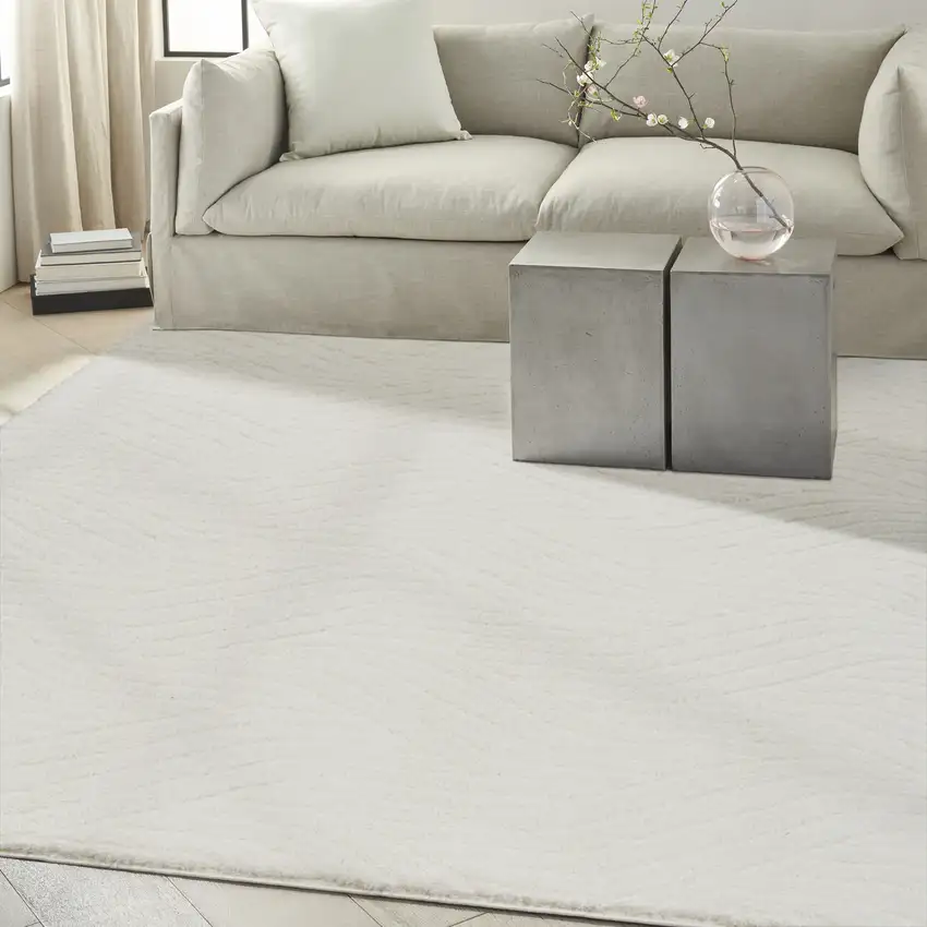 Ivory Abstract Power Loom Area Rug Photo 4