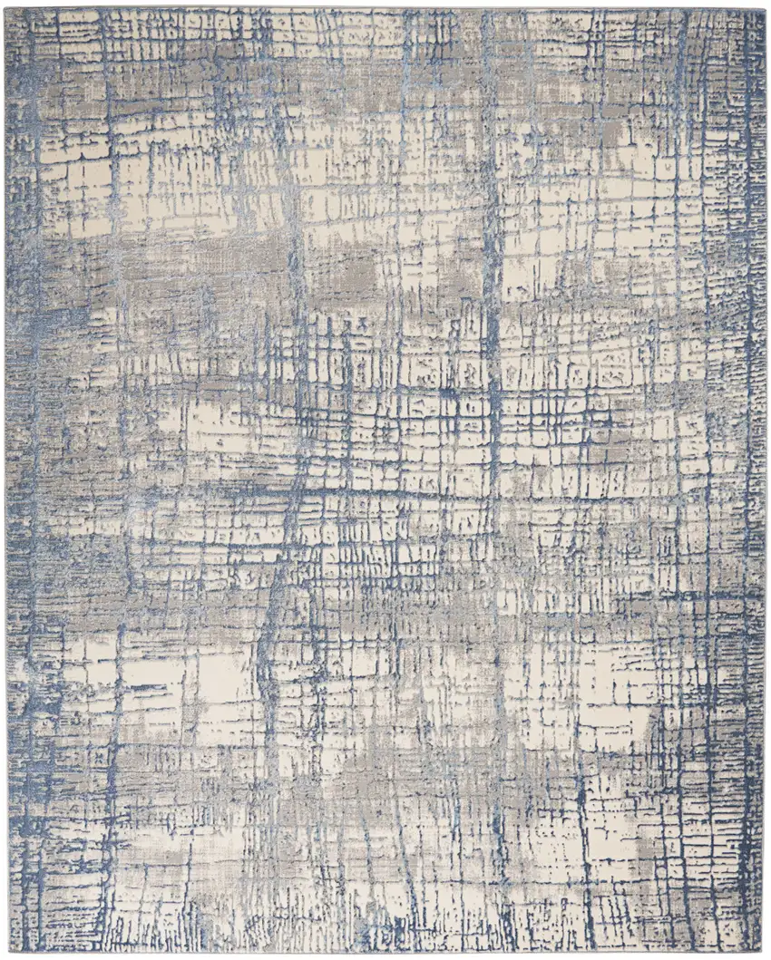 Ivory Abstract Power Loom Area Rug Photo 5