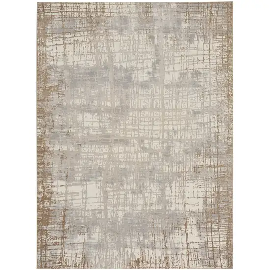 Ivory Abstract Power Loom Area Rug Photo 6
