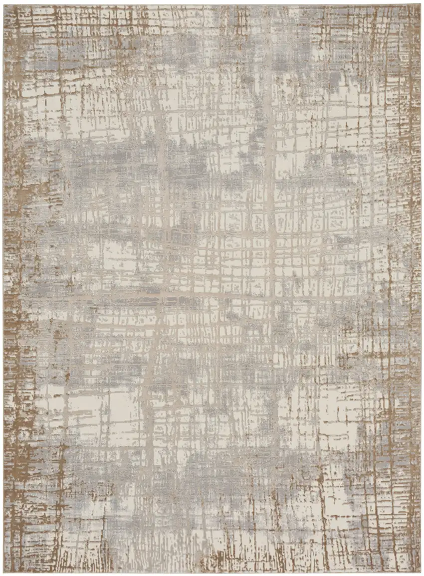 Ivory Abstract Power Loom Area Rug Photo 6