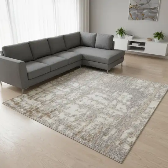 Ivory Abstract Power Loom Area Rug Photo 1