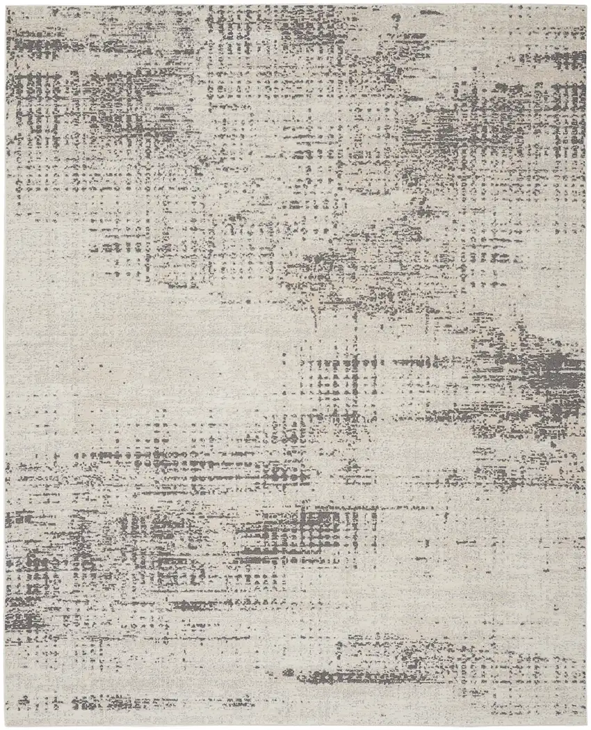 Ivory Abstract Power Loom Area Rug Photo 7