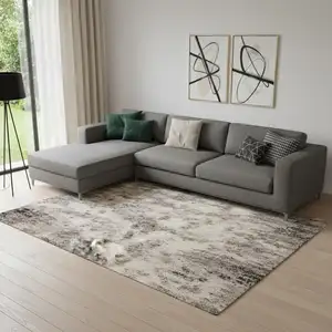 Photo of Ivory Abstract Power Loom Area Rug