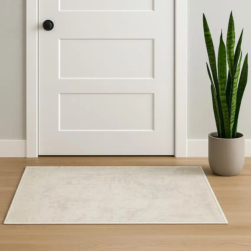 Ivory Abstract Power Loom Area Rug Photo 1
