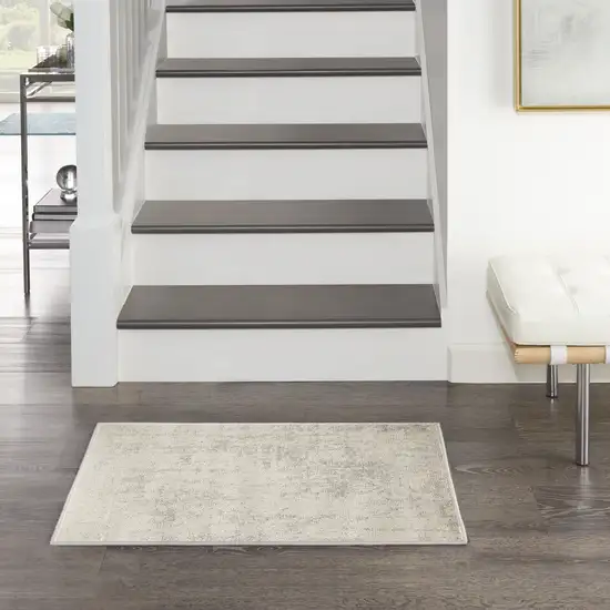 Ivory Abstract Power Loom Area Rug Photo 5