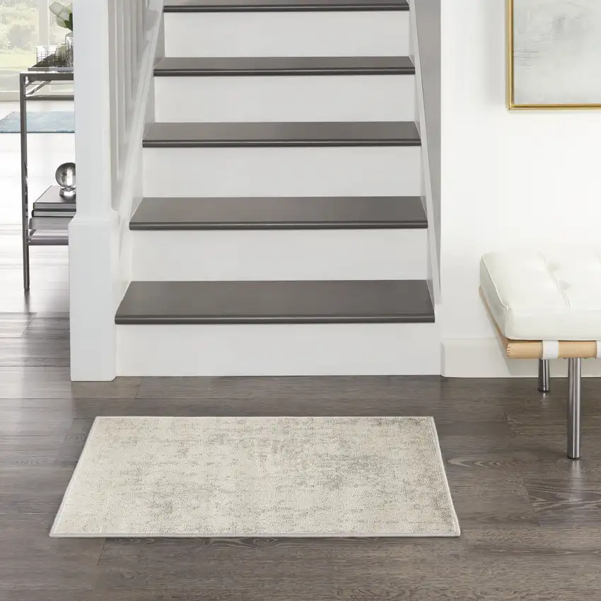 Ivory Abstract Power Loom Area Rug Photo 5