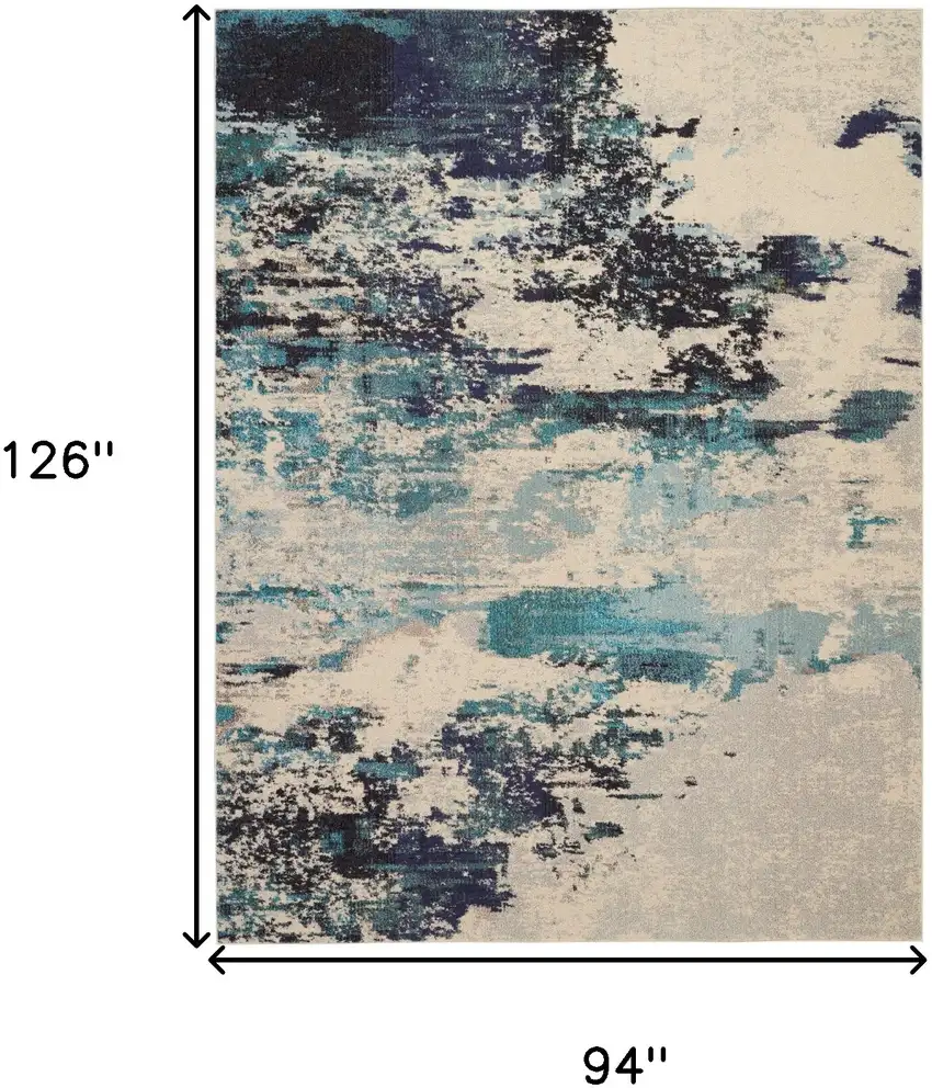 Ivory Abstract Power Loom Area Rug Photo 7