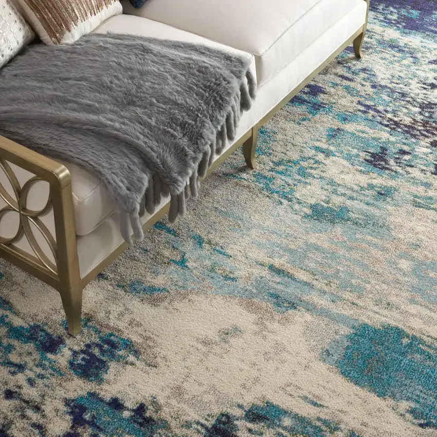 Ivory Abstract Power Loom Area Rug Photo 6