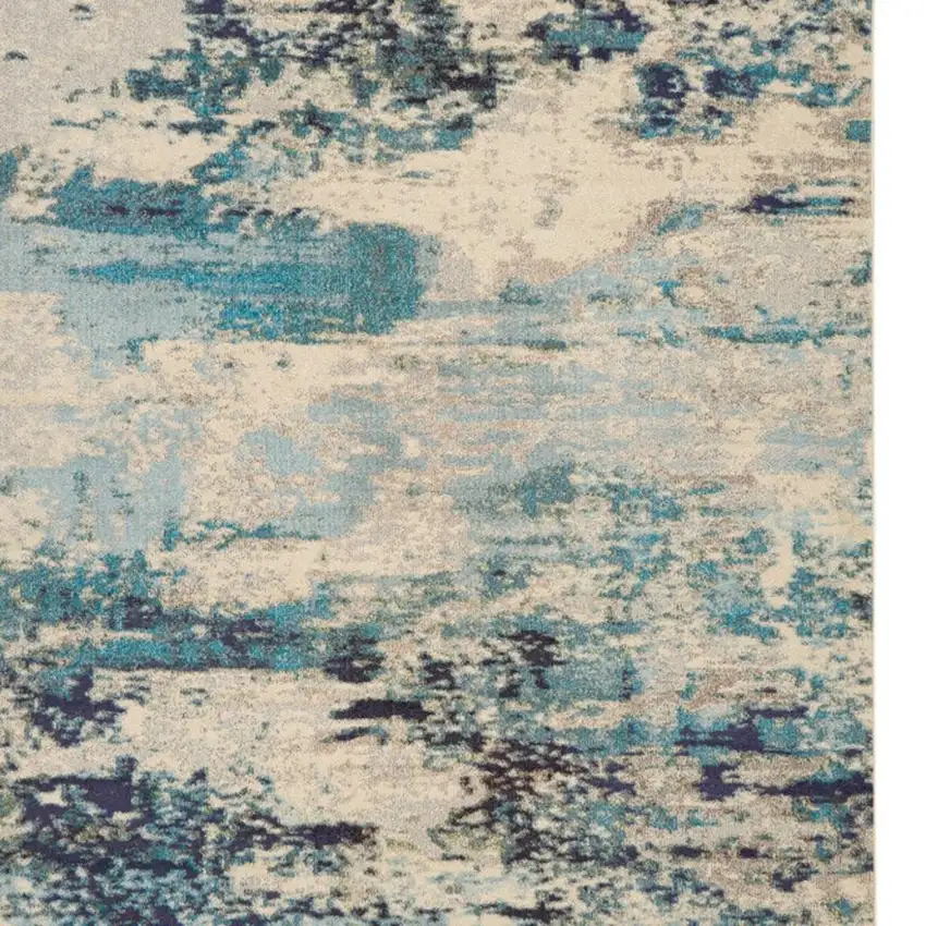 Ivory Abstract Power Loom Area Rug Photo 5