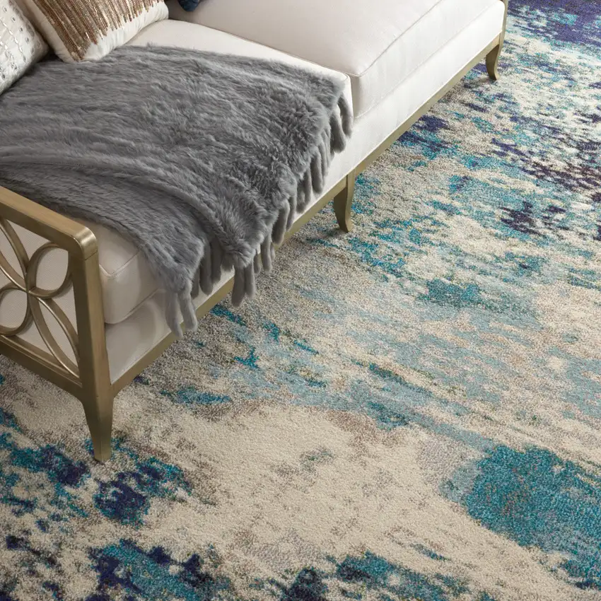 Ivory Abstract Power Loom Area Rug Photo 5
