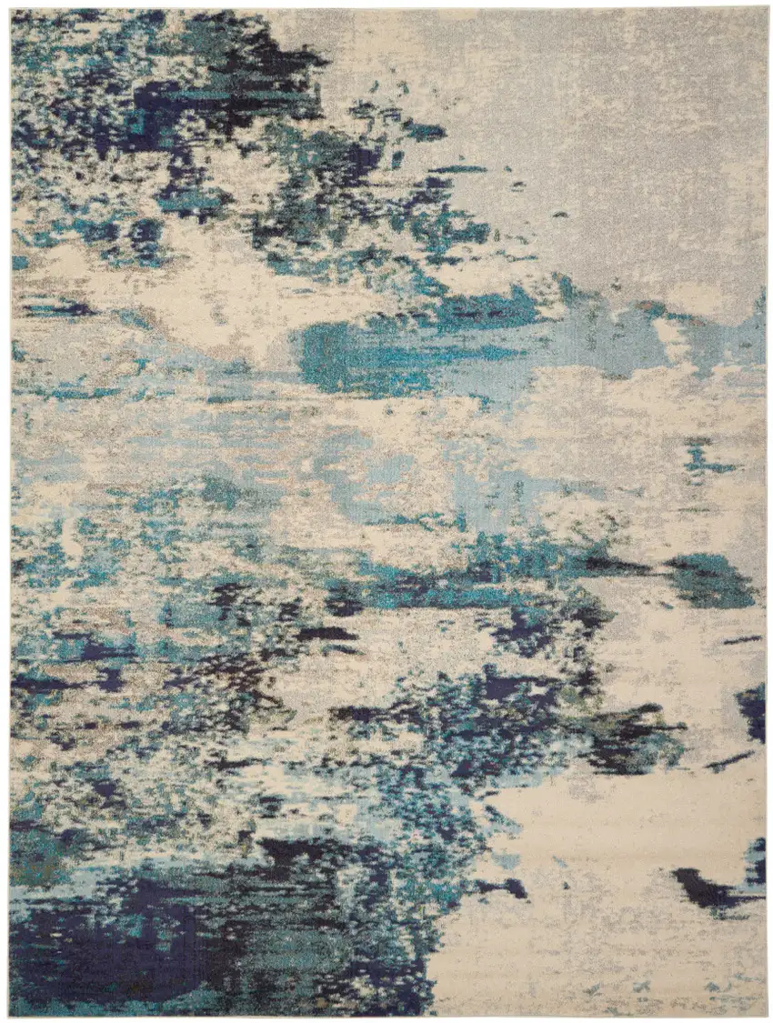 Ivory Abstract Power Loom Area Rug Photo 4