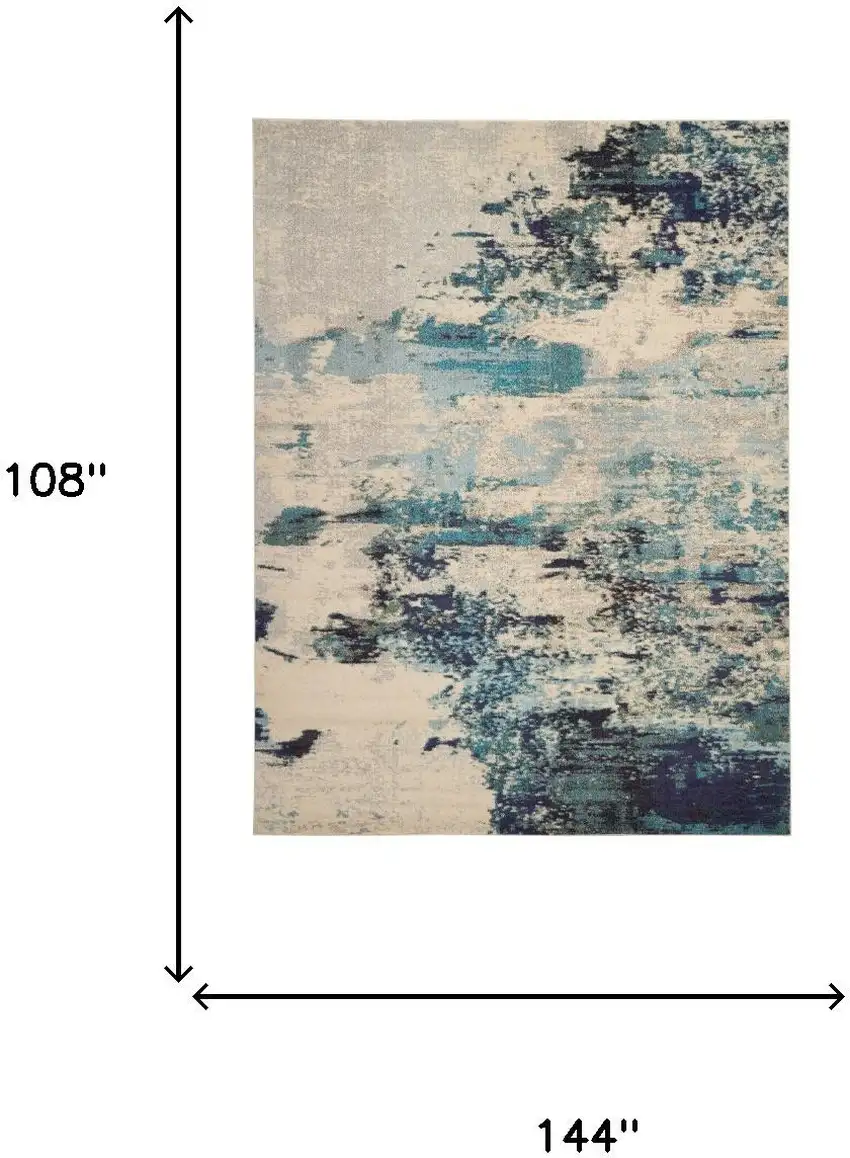 Ivory Abstract Power Loom Area Rug Photo 3