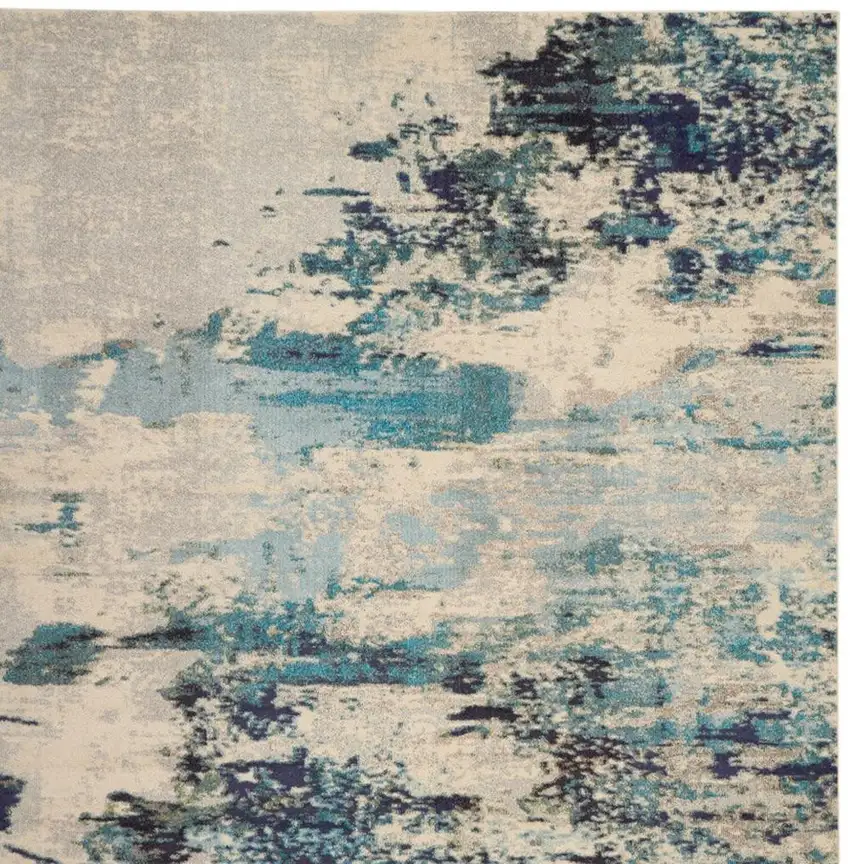 Ivory Abstract Power Loom Area Rug Photo 4