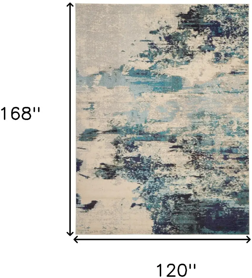 Ivory Abstract Power Loom Area Rug Photo 7
