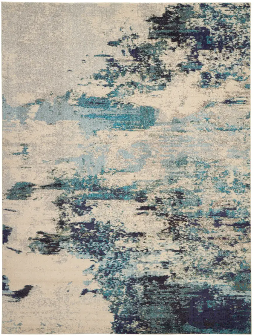 Ivory Abstract Power Loom Area Rug Photo 1