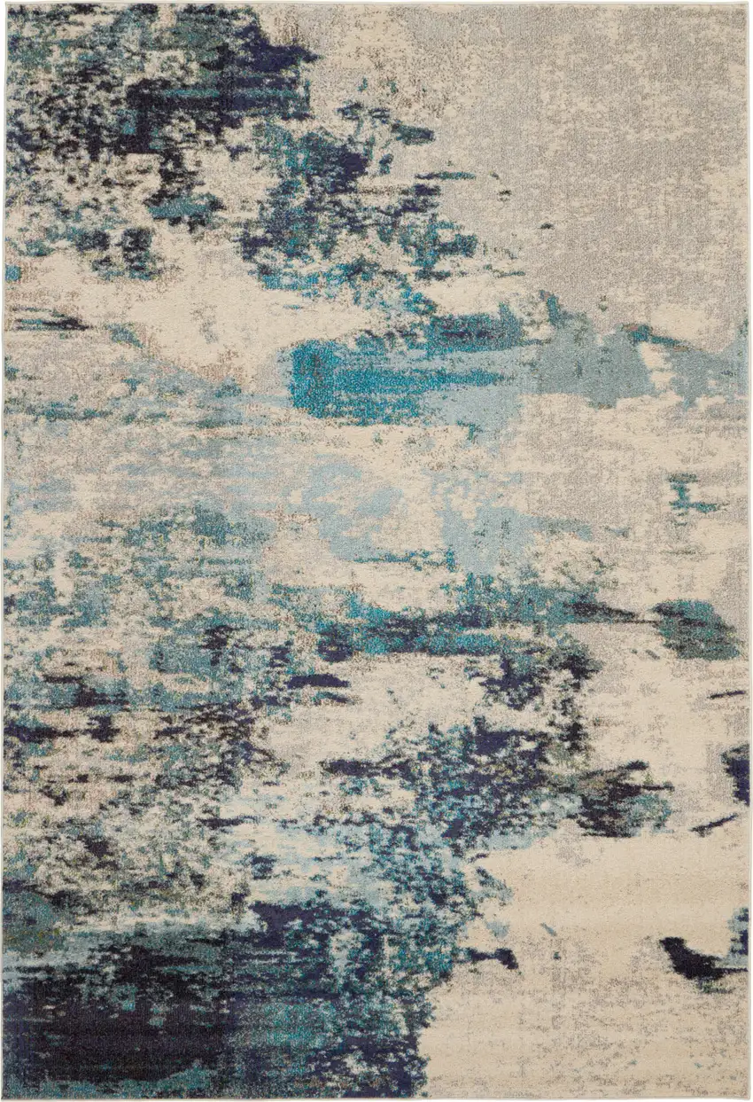 Ivory Abstract Power Loom Area Rug Photo 1
