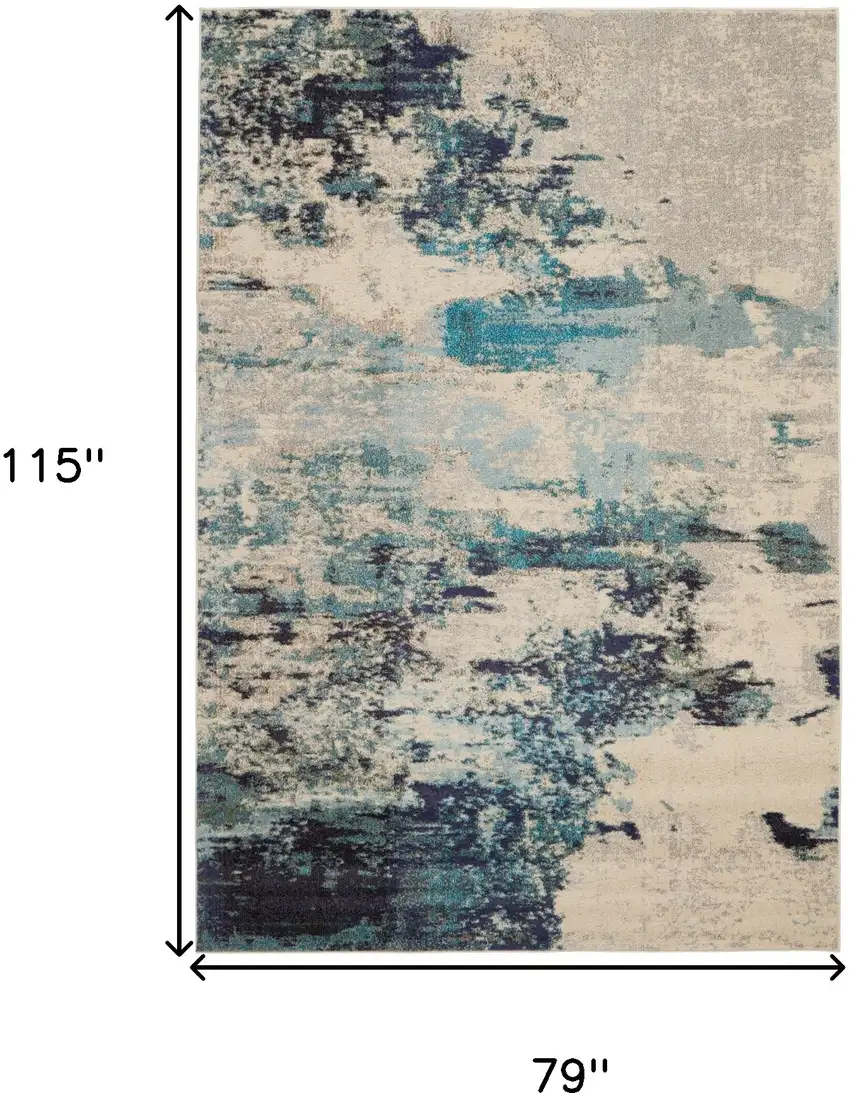 Ivory Abstract Power Loom Area Rug Photo 8