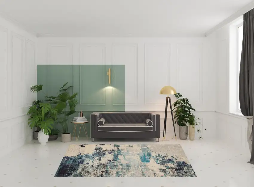 Ivory Abstract Power Loom Area Rug Photo 3