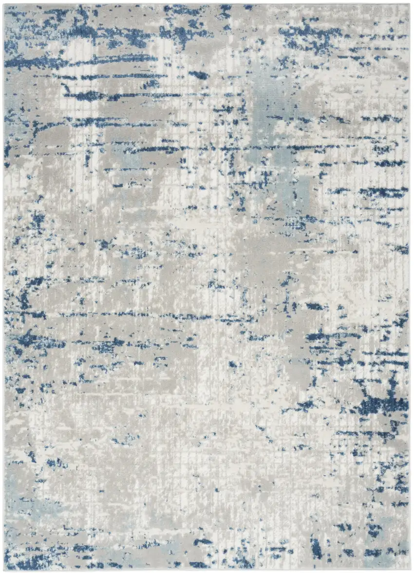 Ivory Abstract Power Loom Area Rug Photo 1