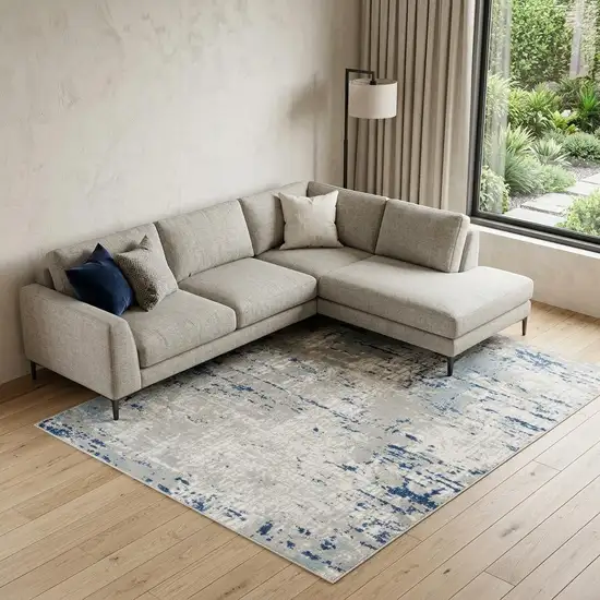 Ivory Abstract Power Loom Area Rug Photo 1