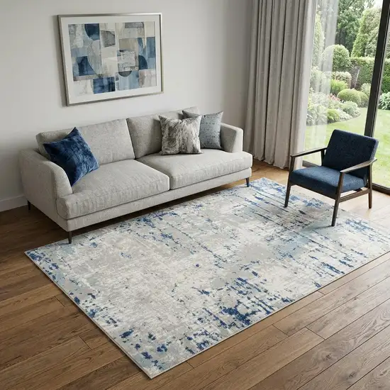 Ivory Abstract Power Loom Area Rug Photo 1