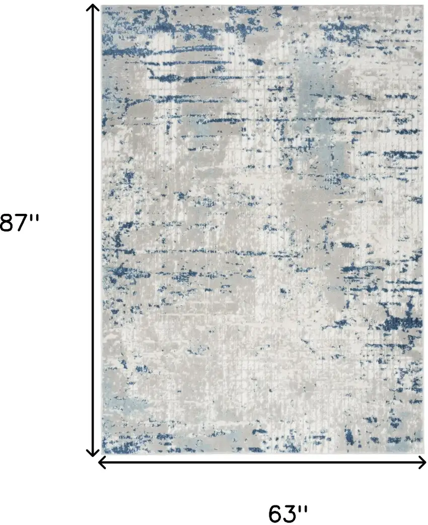 Ivory Abstract Power Loom Area Rug Photo 6