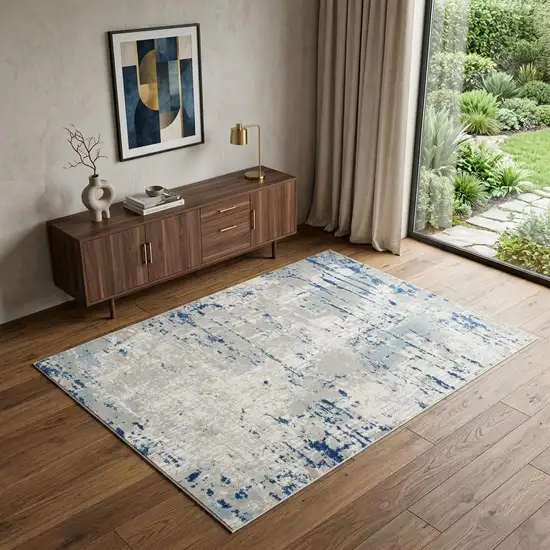 Ivory Abstract Power Loom Area Rug Photo 1