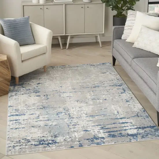 Ivory Abstract Power Loom Area Rug Photo 5