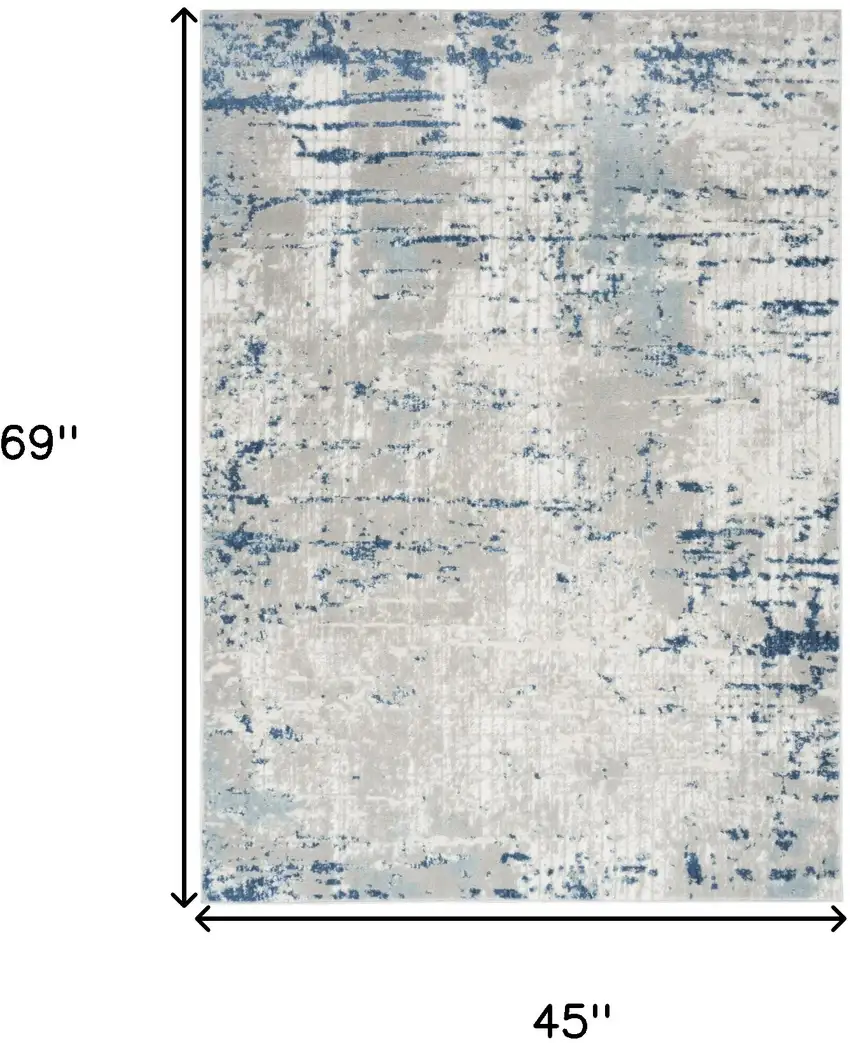 Ivory Abstract Power Loom Area Rug Photo 6