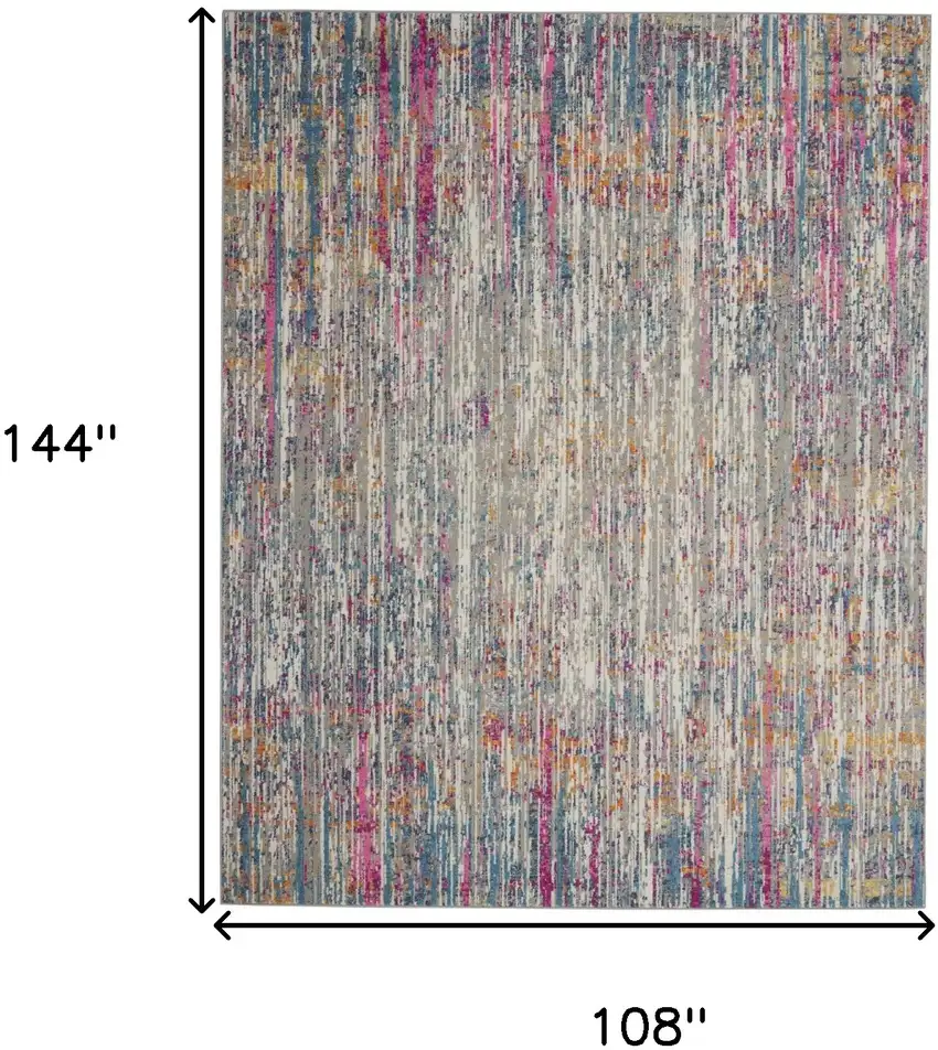 Ivory Abstract Power Loom Area Rug Photo 9