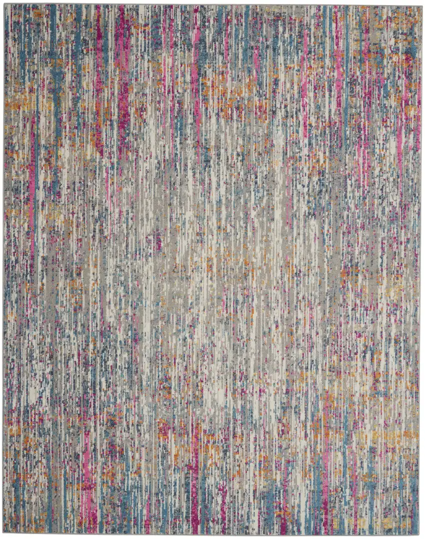 Ivory Abstract Power Loom Area Rug Photo 1