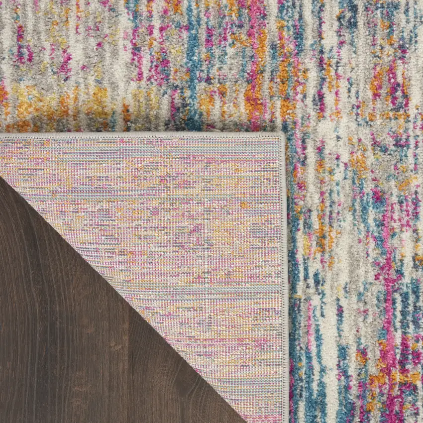Ivory Abstract Power Loom Area Rug Photo 4